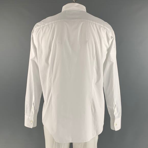 ELEVENTY Size XL White Solid Cotton Button Up Long Sleeve Shirt - Picture 3 of 7